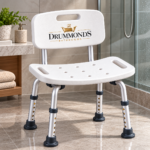 White Adjustable Bathroom Shower Seat for Safe Bathing - Image 4