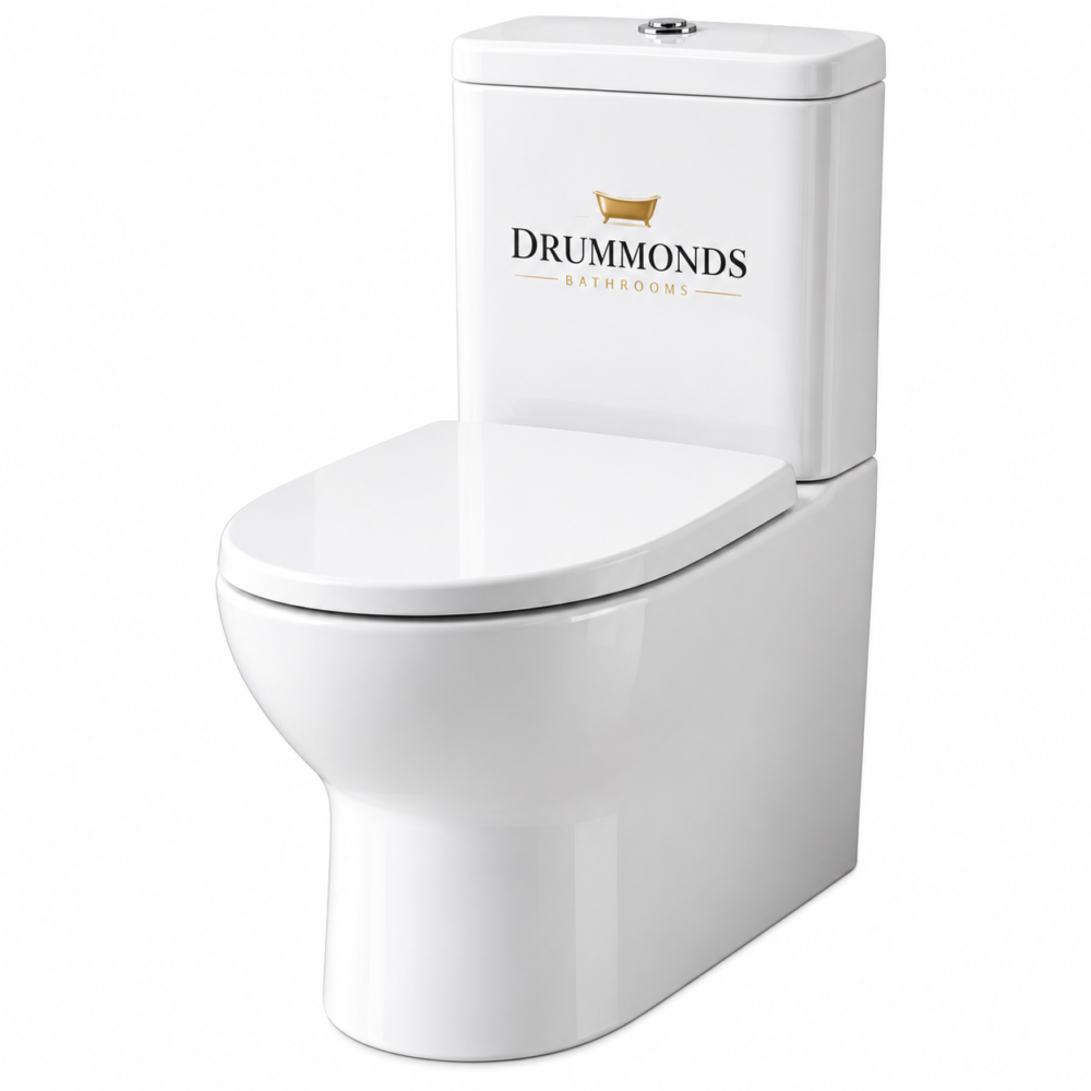 Drummonds White Ceramic Toilet Drummonds Bathrooms Kameo Close Coupled Close-to-Wall Pan - Image 1